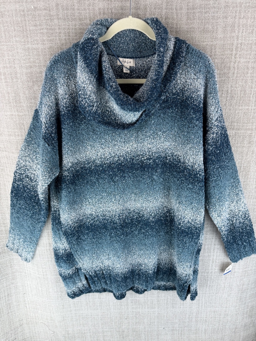 Style&co. Sweater Womens XL Blue Cowl Neck Pullover Oversized Chunky-Knit